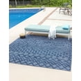 thumbnail image 3 of Unique Loom Outdoor Trellis Textured Collection Area Rug - Osage (7' 10" Square Navy Blue/Blue), 3 of 8