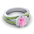 thumbnail image 3 of 2.35 Carat Elegant Oval Cut Pink Sapphire & Peridot Gemstone Bridal Ring for her Solid 18K White Gold Size 11.5 by Diamond-Capitals, 3 of 8