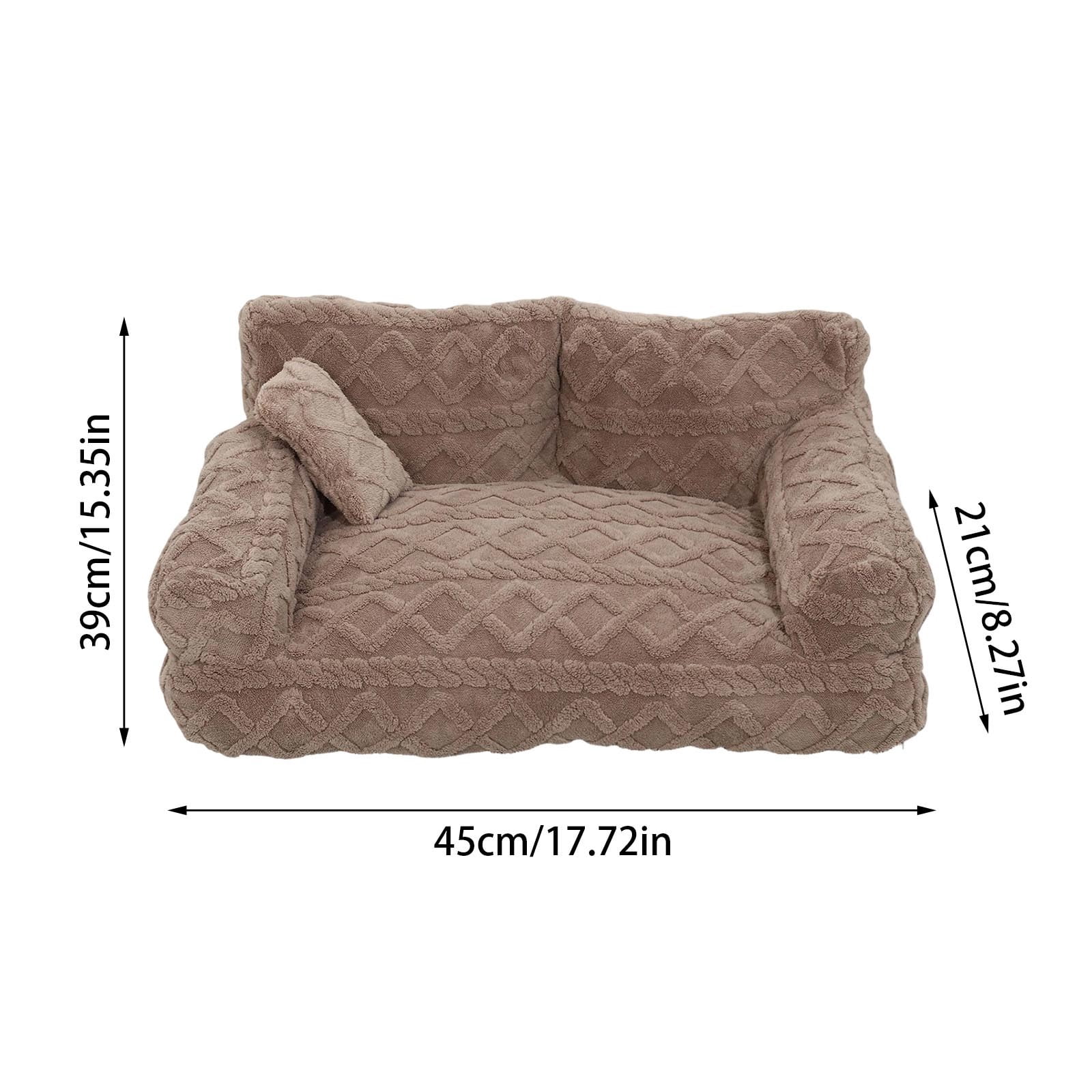 Orthopedic Pet Sofa Bed Removable Washable Plush Cushion Supportive Calming Sleeping Couch for Small Medium Dog Cat Indoor Rest Black - S