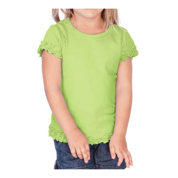 Kavio! Little Girls 3-6X Crew Neck Lettuce Edge Short Sleeve Lime 4