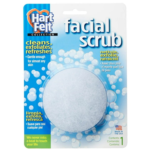 HartFelt Facial Scrub Round Exfoliating Skin Care Sponge Pad, Made in