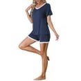 thumbnail image 4 of Unique Bargains Women's Sleepwear Lounge Soft Nightwear with Pockets Pajama Set XL Blue, 4 of 5