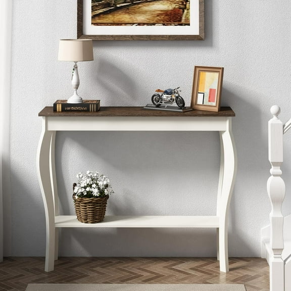 Narrow Farmhouse Console Table, Chic Accent Sofa Table, Entryway Table, Soft White