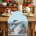 thumbnail image 4 of Light Blue Snowman Christmas Cotton Linen Table Runner for Dining Kitchen, Xmas Tree Ball Snowflake Elk Wedding Outdoor Party Tablerunners Decoration, Dresser Scarf Coffee Tablecloth Runners 13"x48", 4 of 9