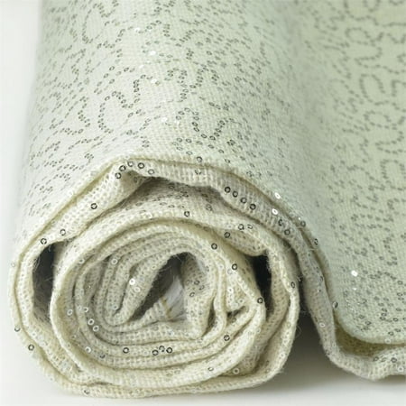 Burlap Fabric Wall Covering BalsaCircle Silver 54 inch x 4 yards Sequins on Burlap Fabric Bolt - Sewing Crafts Draping Decorations Supplies ()
