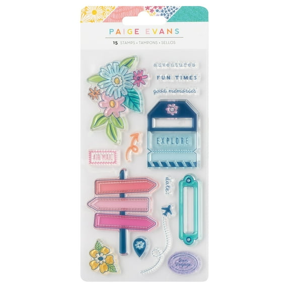 Paige Evans Adventurous Acrylic Stamp Set-15/Pkg