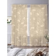 thumbnail image 3 of Beige Floral Sheer Curtains 108 Inch Length 2 Panels Set Window Treatments, Vintage Spring Botanical Flowers Rod Pocket Semi Curtains for Living Room/Bedroom/Kitchen Décor, 104"W x 108"L, 3 of 7