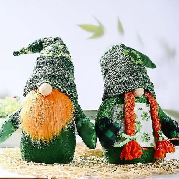 CARBONLIKE St. Patrick's Day Gnome - Adorno de duende de peluche - Decoraciones de mesa para el hogar, A