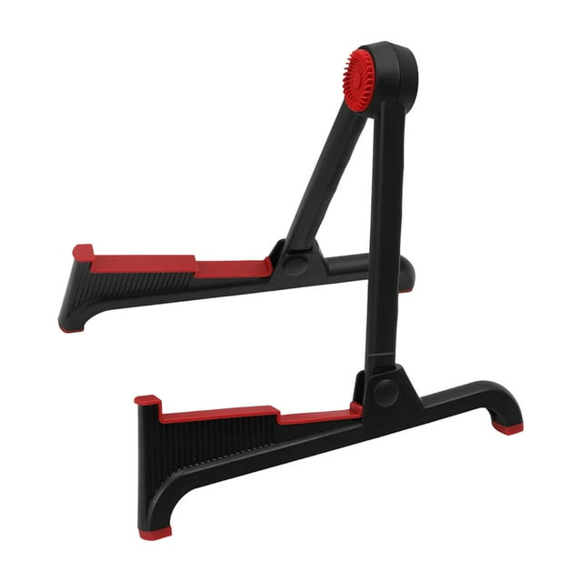 Yinanstore Foldable Guitar Stand Stringed Instrument Rack Rubber Feet, Non Slip Portable Holder Floor Stand for Classical Guitar Ukulele black and red