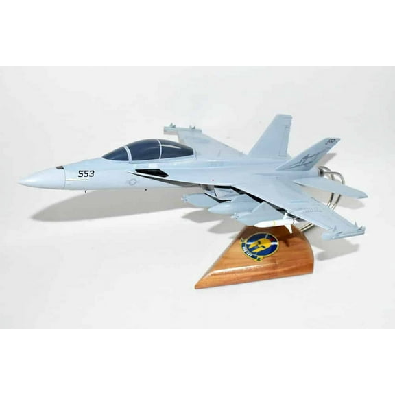 VAQ-131 Lancers (NL-553) EA-18G Growler Model, Navy, 1/40th (18) Scale, Mahogany