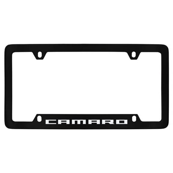 Chevrolet Camaro Black Coated Metal Bottom Engraved License Plate Frame Holder
