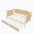 thumbnail image 6 of Tcbosik Rattan Daybed with Trundle, Twin Size Sofa Bed for Bedroom, Living Room, Guest Room, Wood Bed Frame, Space Saving, No Box Spring Needed, Antique White, 6 of 7