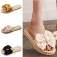 thumbnail image 6 of CQONEPT Women's Bow Flat Sandals Straw Open Toe Dressy Boho Summer Beach Sandals Size 6 Yellow, 6 of 6