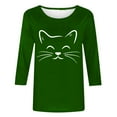 thumbnail image 4 of ALLLIST Women's Tops Crew Neck 3/4 Sleeve Summer T-Shirts Cat Graphic Casual Green Shirts Women's Clothing, 4 of 4