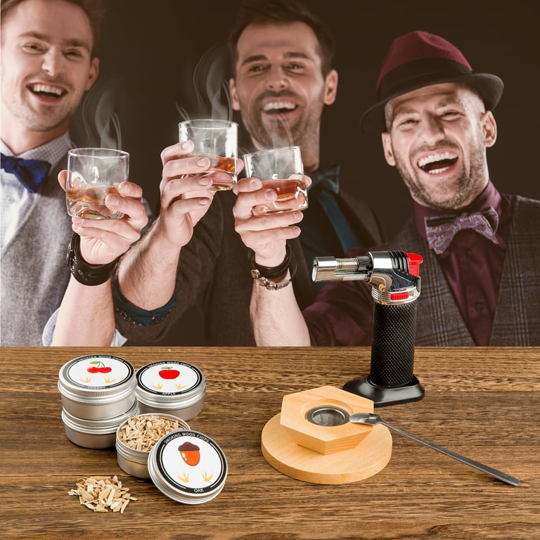 Cocktail Smoker Kit with Torch, whiskey smoker kit with 4 Flavors