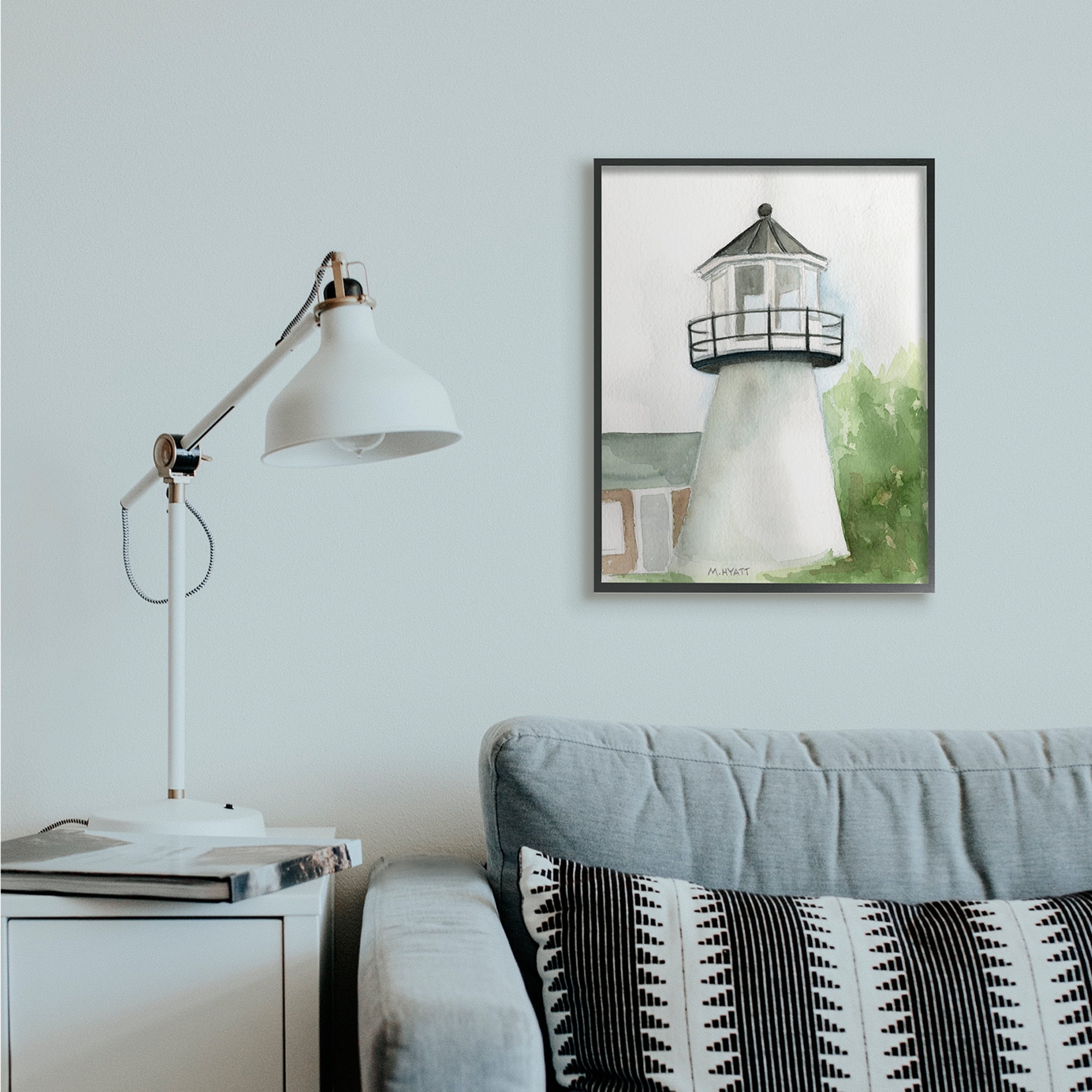 Stupell Industries Hyannis Coast Lighthouse Waterside Architecture Black Framed, 24 x 30, Design by Melissa Hyatt LLC