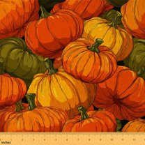 Homewish Fall Autumn Pumpkin 01, Vintage Western Thanksgiving Day Room Decor Fabric by the Yard, Teens Kids Childs Sewing Fabric, Luxury Bedroom Decor