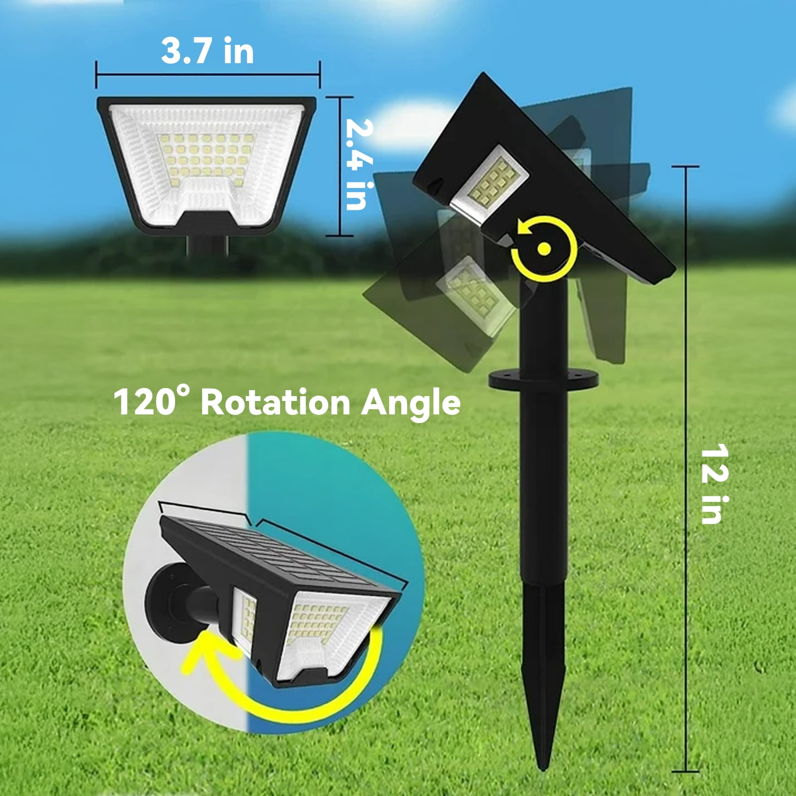 SZRSTH Solar Lights Outdoor - 4Pack 58LED Solar Spot Lights 4 Sided Lighting Wall Lights for Yard Porch Garden Decor