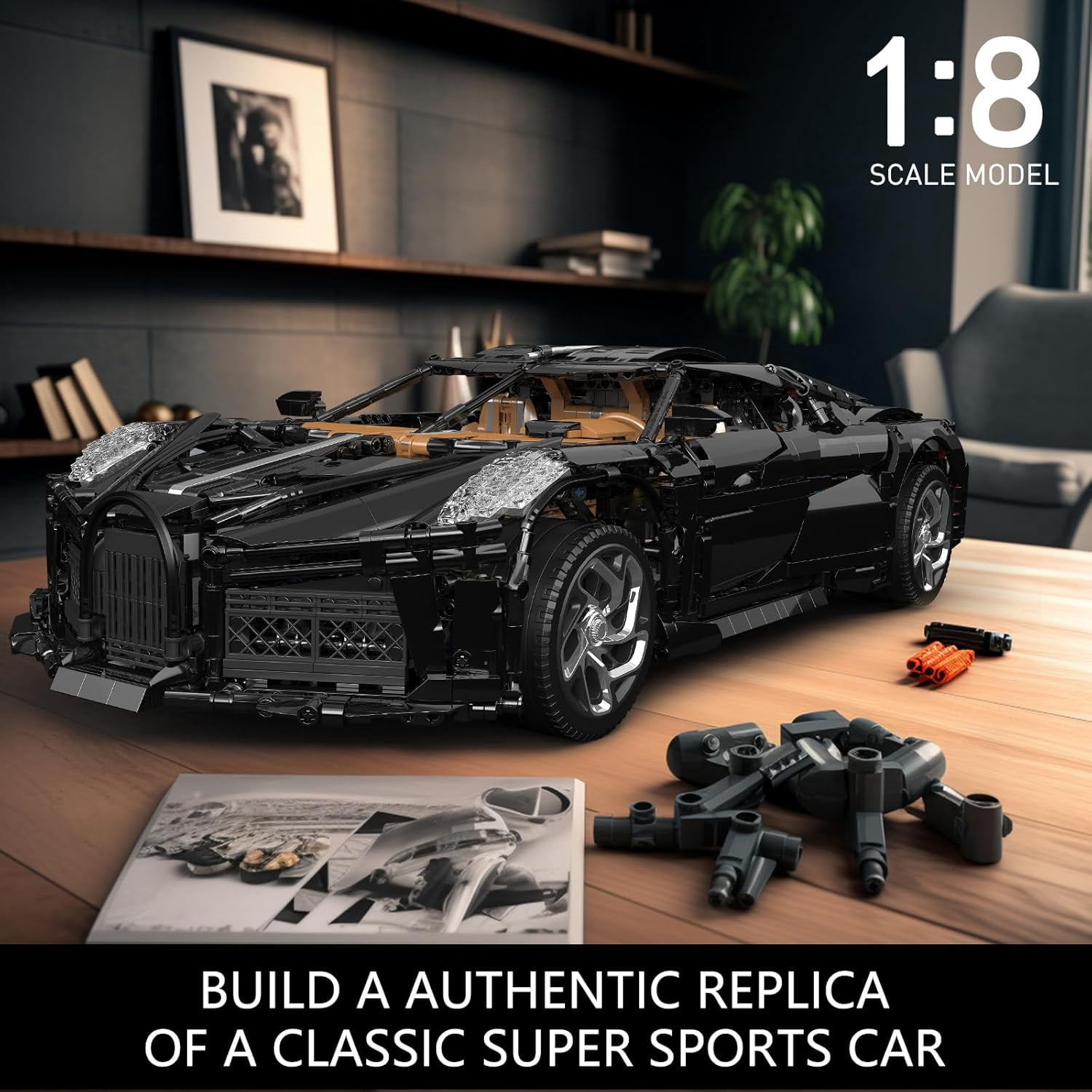 13163 MOC Sports Car Building Kits, Remote/APP Control 4688 Pieces Super Car Model Block Sets