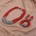 thumbnail image 2 of Stainless Steel Red Glass Resin Bracelet Drop Dangle Earrings Necklace Set for Women Jewelry for Women Birthday Christmas Gifts, 2 of 7