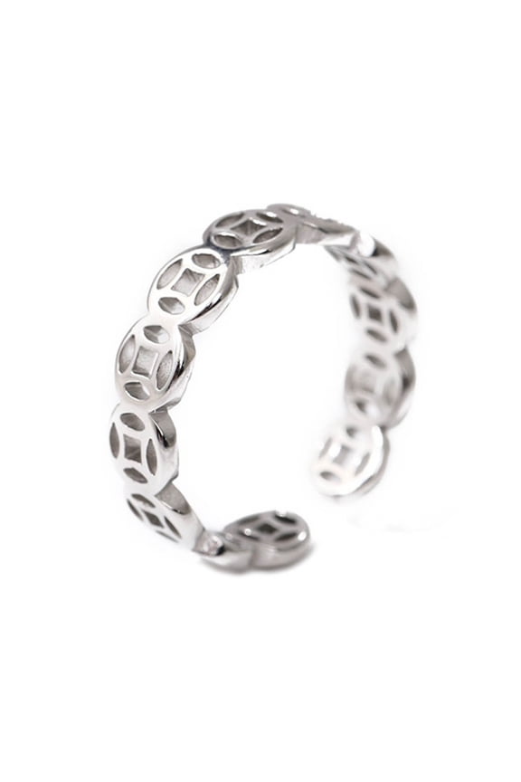 Gold Silver Plated Coin Ring Vintage Hollow Money Catcher Ring for Women Men Stainless Steel Finger Rings Jewelry Gift