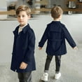 thumbnail image 2 of CYRBOKO Boys Trench Coats, Mid-length Fall Casual Button Cardigan Outerwear with Belt Navy Size 9-10 T, 2 of 5