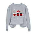 thumbnail image 5 of Ounisa Women Christmas Fleece Sweaters Long Sleeve Crewneck Blouse Pullover Red Wine Glass Graphic Sweatshirts Holiday Graphic Shirts, 5 of 6