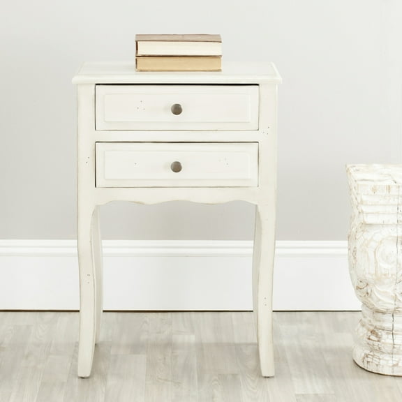 SAFAVIEH Lori End Table With Storage Drawers White Birch