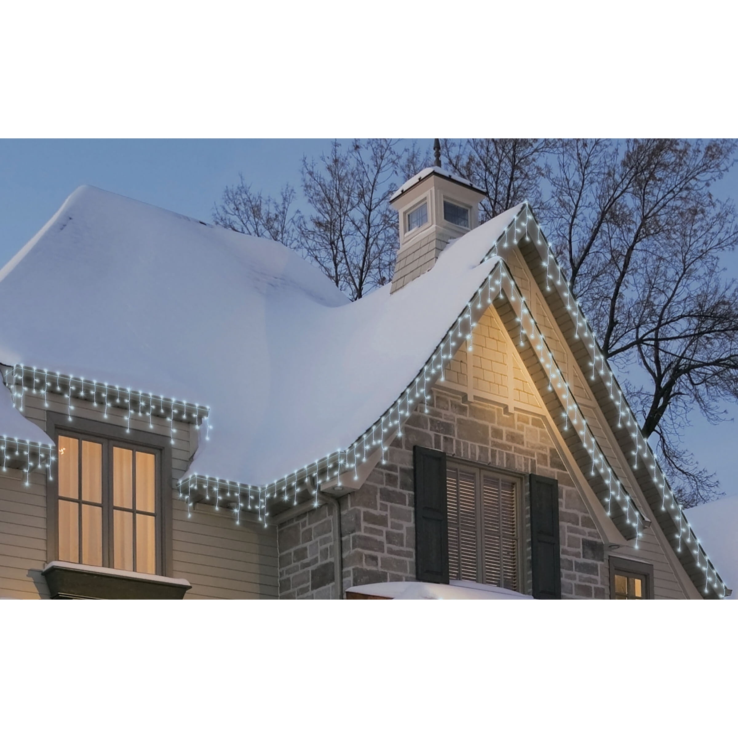 Indoor/Outdoor 200-Count LED Random Twinkle Christmas Icicle-Style Lights, Warm White, White Wire, 16.41', by Holiday Time