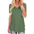 thumbnail image 3 of Summer Explosion Models Solid Color Loose V-neck Short Sleeve Dovetail Loose T-shirt, 3 of 5