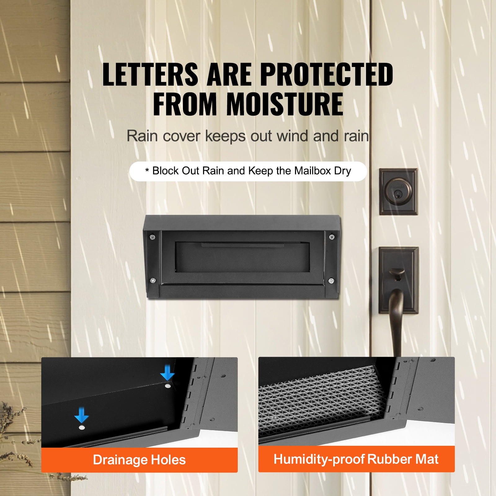 KFFKFF Heavy-Duty Steel Through-Door Mailbox with Key Lock, 12x6x16" Secure Drop Box, Black