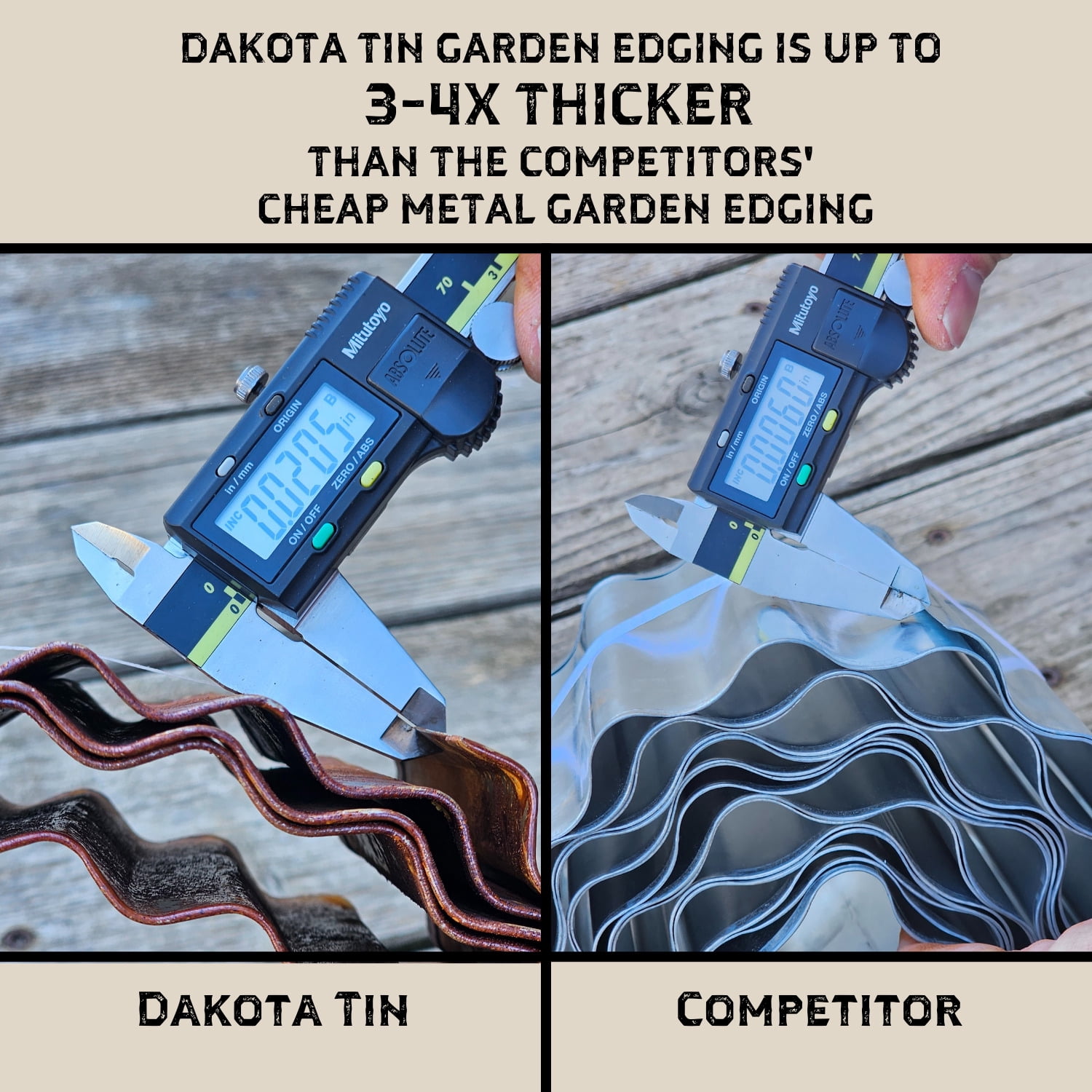 Dakota Tin Corrugated Metal Garden Edging - Galvalume (Silver) - 6" Tall & 10' Long
