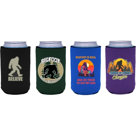 Bigfoot Funny Designs Can Coolie 4 Pack Set