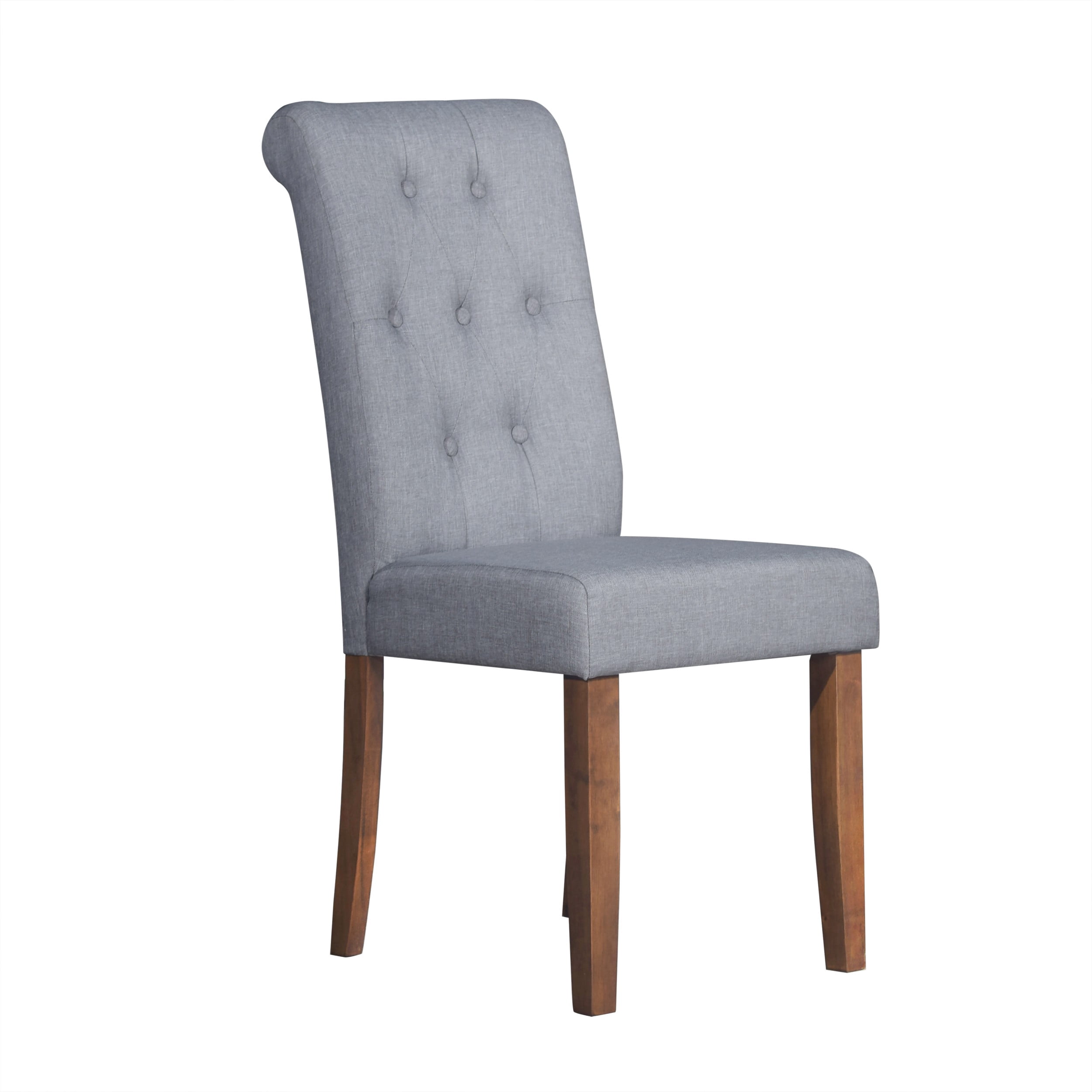 Home Design Gaffney Dining Chair (Set of 2), Brown/Gray, Roll-back design, Button-tufted back, Padded seat, Comfortable seating, Sturdy frame, Modern style, Durable construction