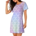 thumbnail image 2 of Vsdgher Fish Scale1 Pattern Womens Short Sleeve Sleepshirt Scoopneck Cute Nightdress Ruffle Comfy Nightgown, 2 of 6
