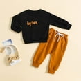 thumbnail image 2 of Mercatoo Toddler Baby Boys Girls Set Letter Printing Shirt Solid Color Jogger Pant Kids Autumn Winter and Halloween Clothes Set, 2 of 6