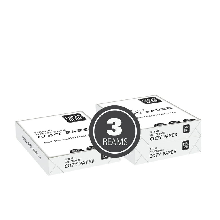 Pen+Gear Copy Paper, 8.5 x 11, 92 Bright, White, 20 lb., 3 Reams