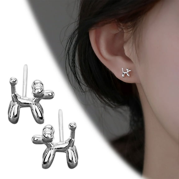 Stud Earrings Balloon Dog Earrings Female New 2024 Models to Raise The Ear Hole Compact Earrings Sweet and Earrings to Send