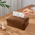thumbnail image 4 of AuroraX Pu Leather Tissue Box Cover Decorative Brown Stylish Rectangle Tissue Box Holder Contemporary Cube Solid Napkin Dispenser for Living Room,Office Decor, 4 of 6