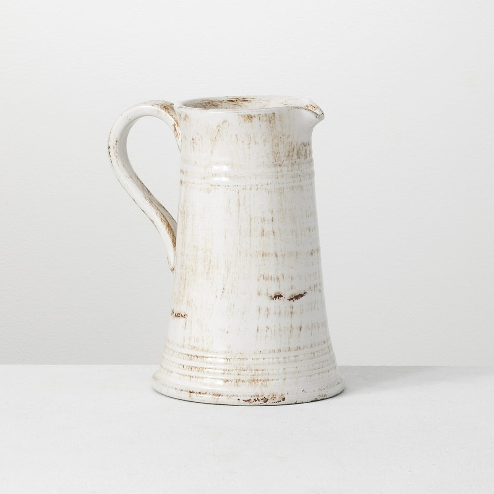Sullivans Modern Farmhouse Decorative Ceramic Pitcher, 8 x 7 x 10