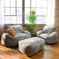 thumbnail image 6 of Big Joe Nestle Bean Bag Sofa Ottoman, Cement Blazer, Vegan Leather, 6 of 8