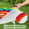thumbnail image 5 of Rainbow Tie Dye Circular Pattern Round Fitted Tablecloth with Elastic Edge,Dining Table Cover Waterproof,Outdoor Round Tablecloth for Camping,Dining,Indoor and Outdoor, 5 of 7