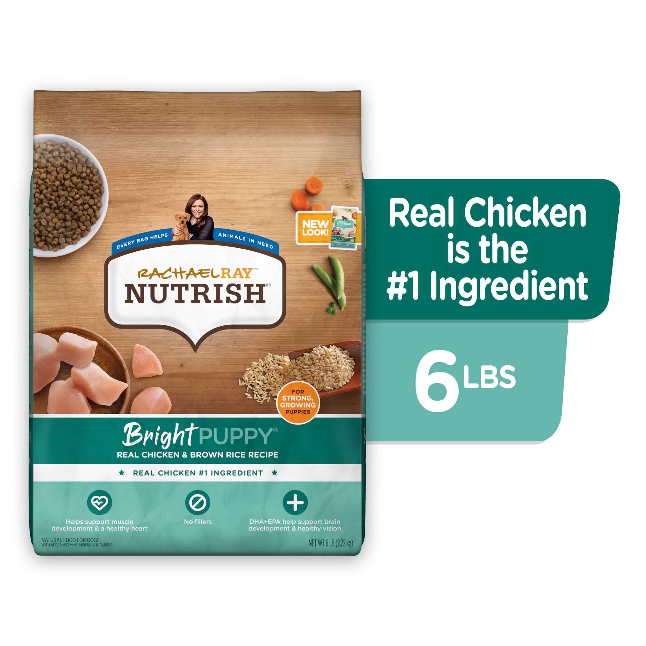 Rachael Ray Nutrish Bright Puppy Dry Dog Food Real Chicken Brown Rice Recipe 6 lb Bag Walmart