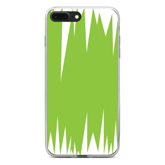 DistinctInk Clear Shockproof Hybrid Case for iPhone 7 PLUS / 8 PLUS (5.5" Screen) - TPU Bumper, Acrylic Back, Tempered Glass Screen Protector - Lime Green White Spikes