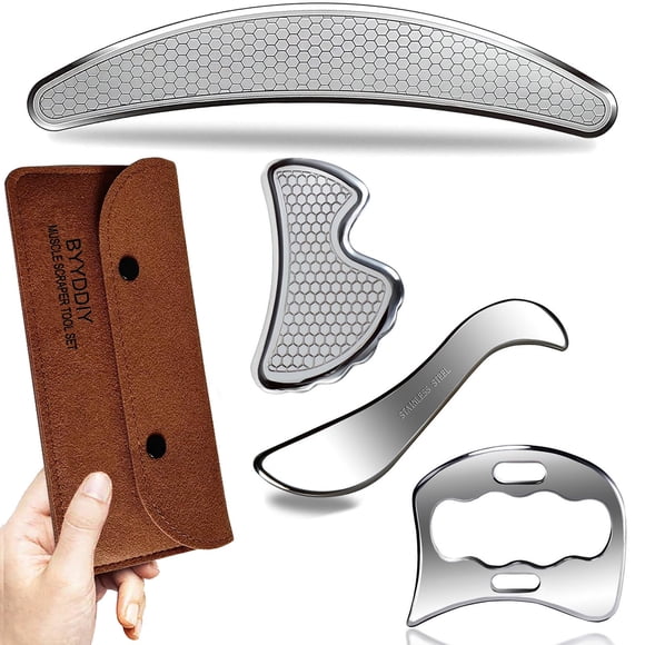 Juego de herramientas de masaje Gua Sha BYYDDIY 4 en 1 para músculos y fascias