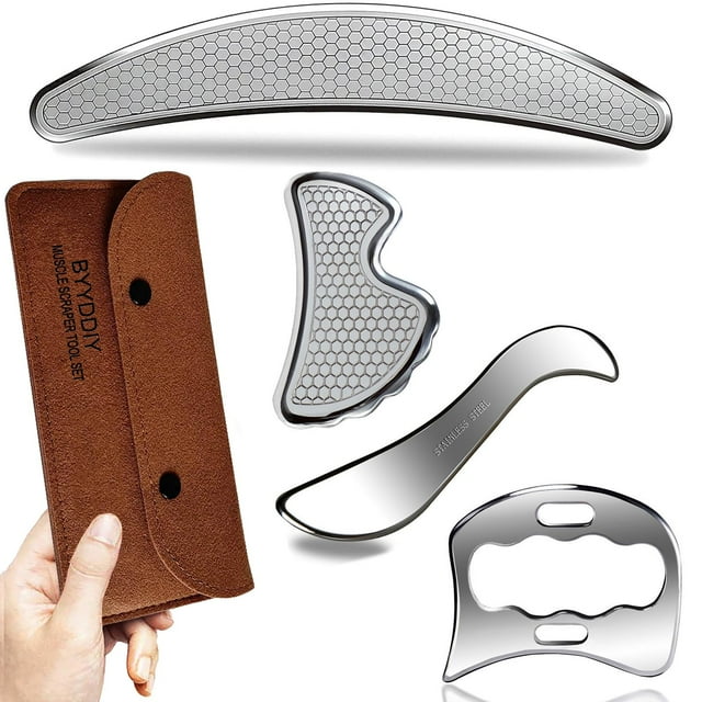 Juego de herramientas de masaje Gua Sha BYYDDIY 4 en 1 para músculos y fascias
