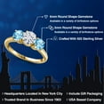thumbnail image 2 of Gem Stone King 18K Yellow Gold Plated Silver White Moissanite and Swiss Blue Topaz Engagement Ring for Women | 2.10 Cttw | Round 6MM | Gemstone Birthstone | Size 7, 2 of 7