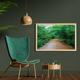 thumbnail image 2 of Jungle Wall Art with Frame, Deck Timber Jetty Exotic Getaway Wilderness Footpath Tropic Plants Rainforest, Printed Fabric Poster for Bathroom Living Room, 35" x 23", Pale Brown Green, by Ambesonne, 2 of 2