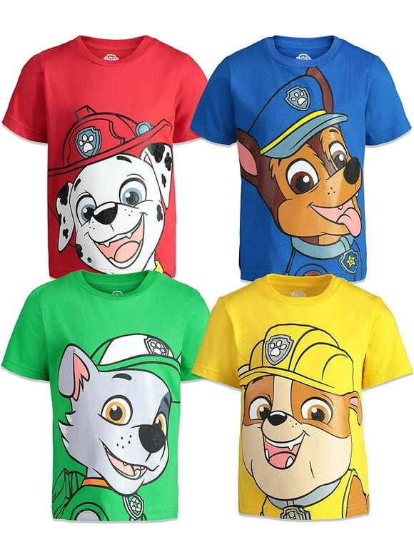Paw Patrol Rocky Rubble Marshall 4 Pack T-Shirts Toddler to Big Kid