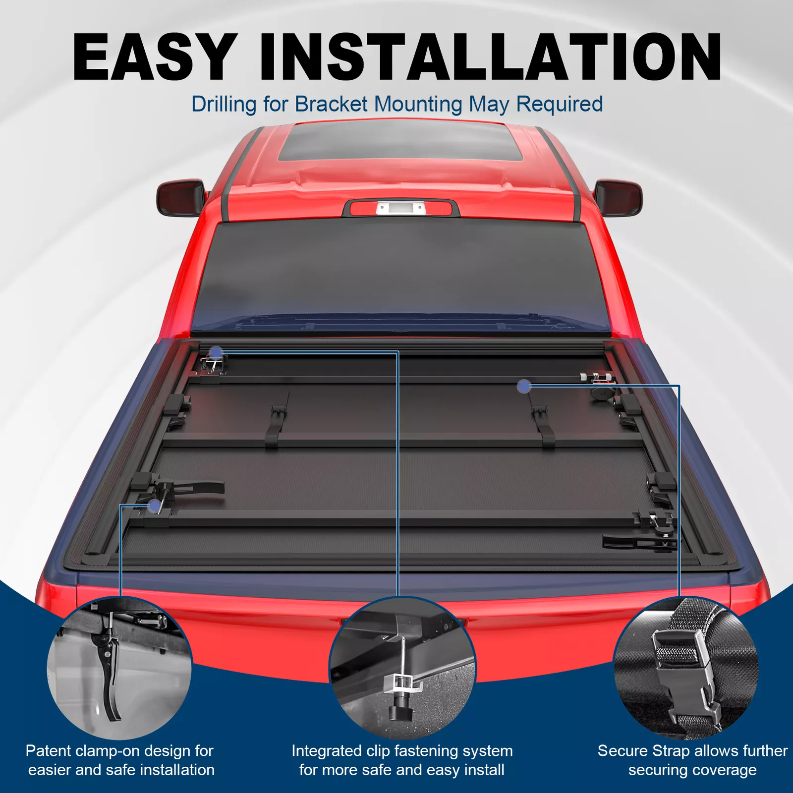 MOSTPLUS Tri-Fold 5.8FT Truck Bed Tonneau Cover for 2009-2024 Dodge Ram 1500 (No Ram Box)